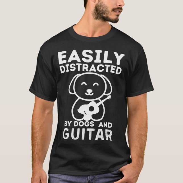 T-shirt Chiens Citation Facilement Distraits par les Chien (Devant)