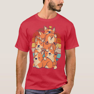 T-shirt Chiens Corgi mignons vintages les uns sur les autr