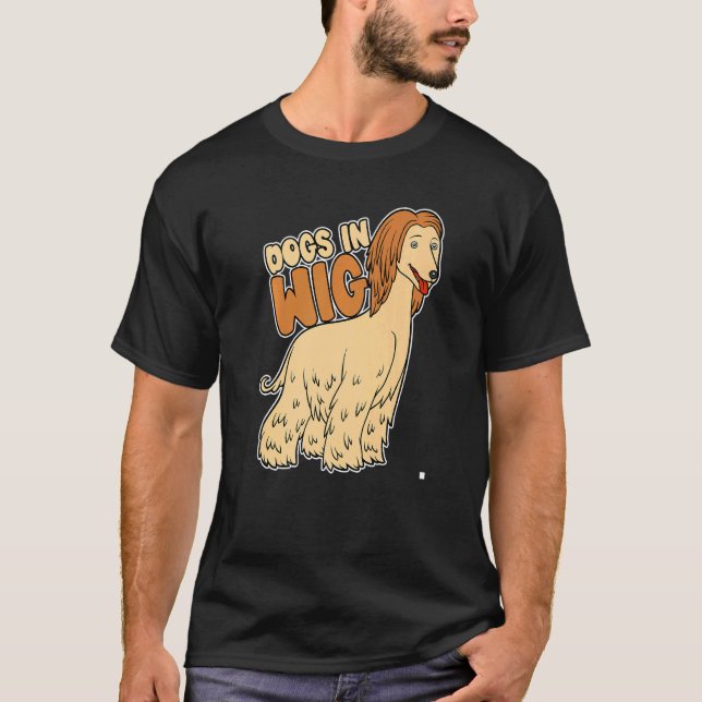 T-shirt Chiens Dans La Perruque De Perruque Faux Cheveux (Devant)