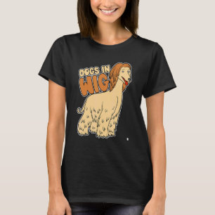 T-shirt Chiens Dans La Perruque De Perruque Faux Cheveux