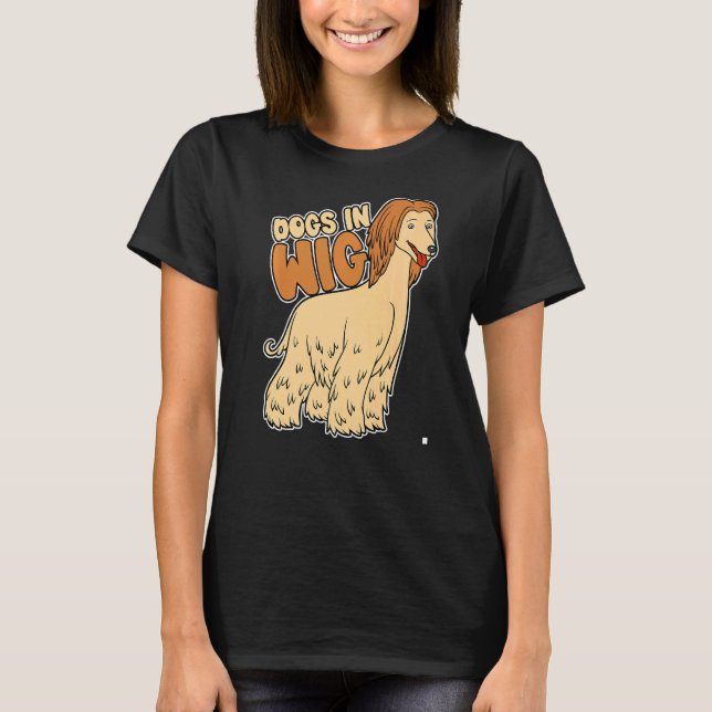 T-shirt Chiens Dans La Perruque De Perruque Faux Cheveux (Devant)
