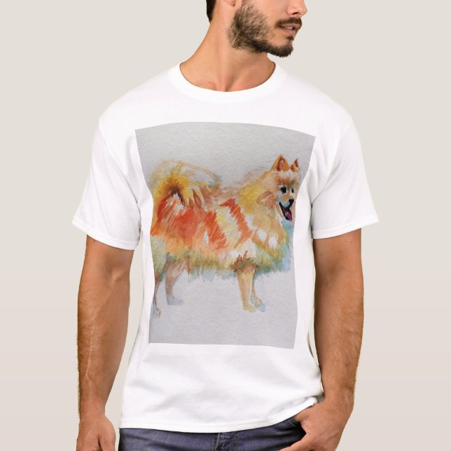 T-shirt Chiens d'aquarelle allemands Spitz Pomeranian (Devant)