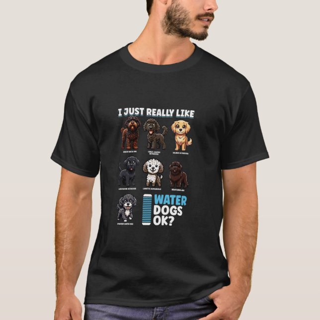 T-shirt Chiens de Bande Dessinée d'Eau (Devant)