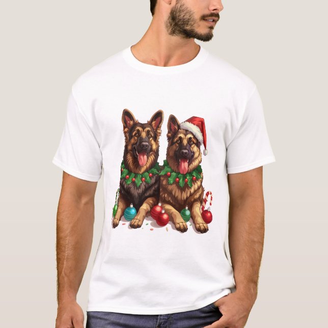 T-shirt Chiens de Berger Allemand de Noël (Devant)