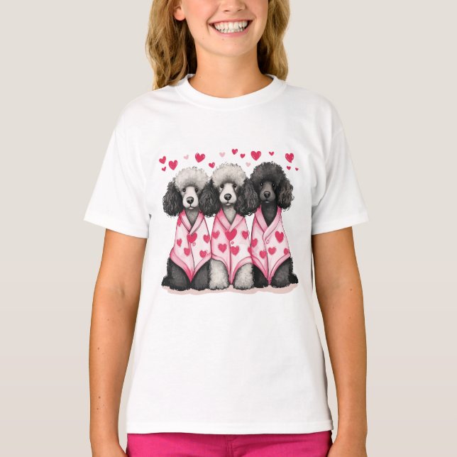 T-shirt Chiens de caniche de la Saint-Valentin (Devant)