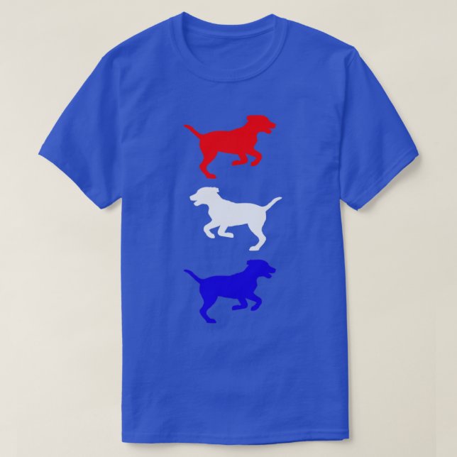 T-shirt Chiens de course blancs et bleus rouges (Design devant)