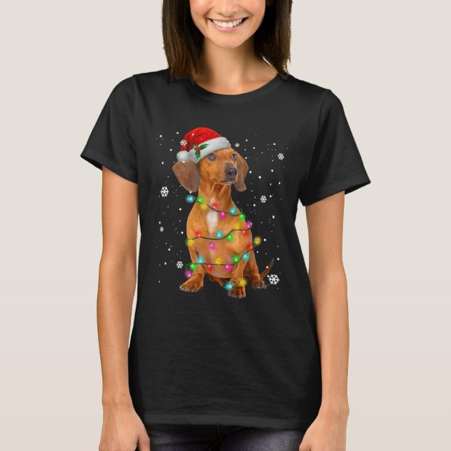 T-shirt Chiens de Dachshund Arbre Noël Chandails Noël Pour (Devant)