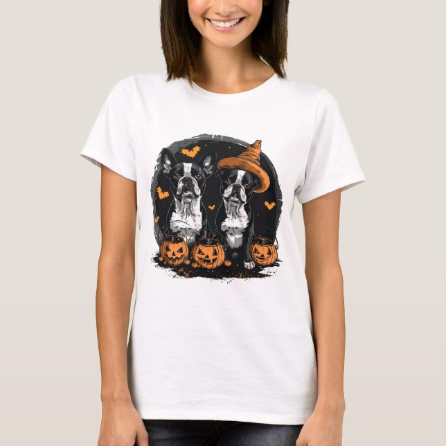 T-shirt Chiens de Halloween Boston Terrier (Devant)
