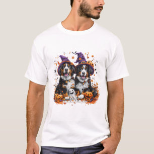 T-shirt Chiens de montagne bernois d'Halloween Fantôme de 