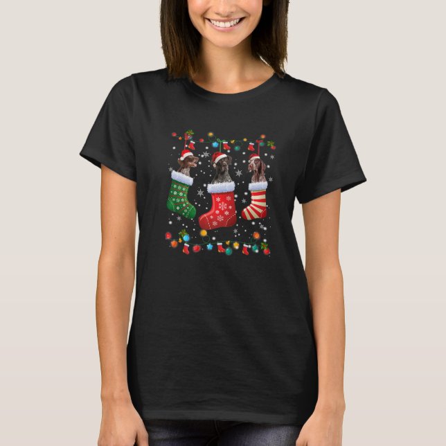 T-shirt Chiens de Noël allemands à pointer bruns (Devant)