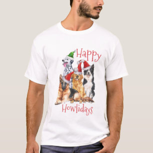 T-shirt Chiens de Noël en casquette Happy Howlidays