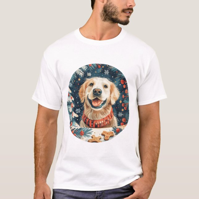 T-shirt Chiens de Noël Golden Retriever (Devant)