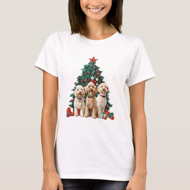 T-shirt Chiens de Noël Goldendoodle (Devant)