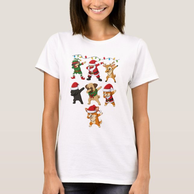 T-shirt Chiens de Noël mignons (Devant)