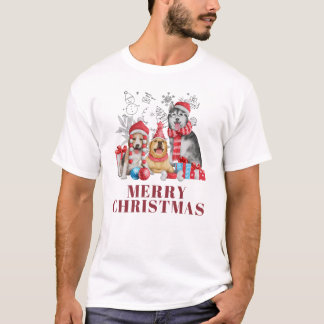 T-shirt 🐶 Chiens de Noël mignons avec des cadeaux – Joyeu