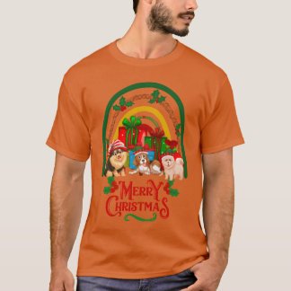 T-shirt Chiens de Noël voeux Joyeux Noël kawaii garçon