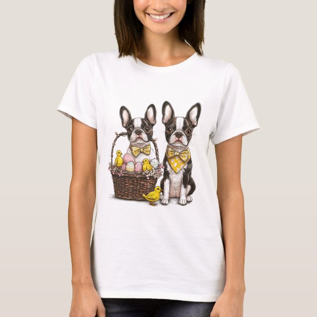 T-shirt Chiens de Pâques Boston Terrier (Devant)