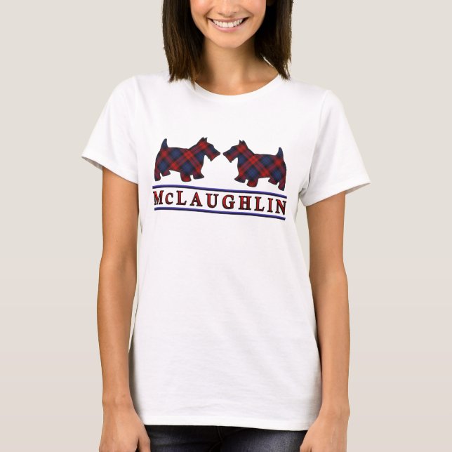 T-shirt Chiens de Scottie de tartan de McLaughlin (Devant)