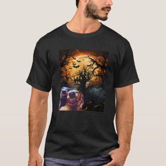 T-shirt Chiens de selfie amusants avec Lune Drôle Hallowee