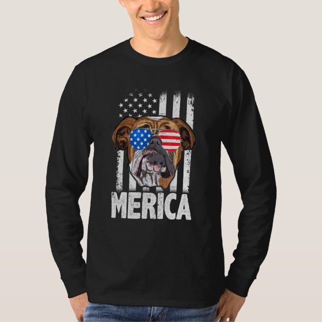 T-shirt Chiens de taureau anglais 4 juillet Merica Hommes  (Devant)