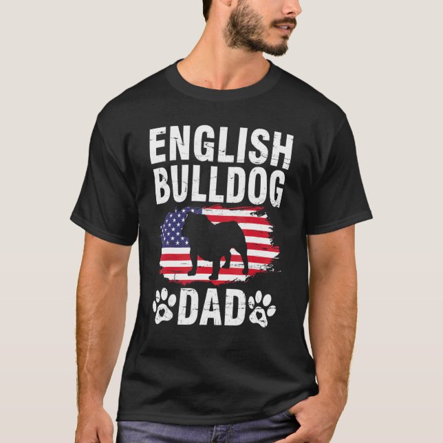 T-shirt Chiens de taureau anglais Papa Joyeux Père Day Chi (Devant)