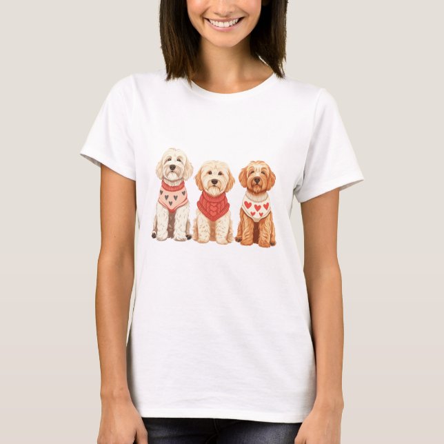 T-shirt Chiens de Valentine Goldendoodle (Devant)