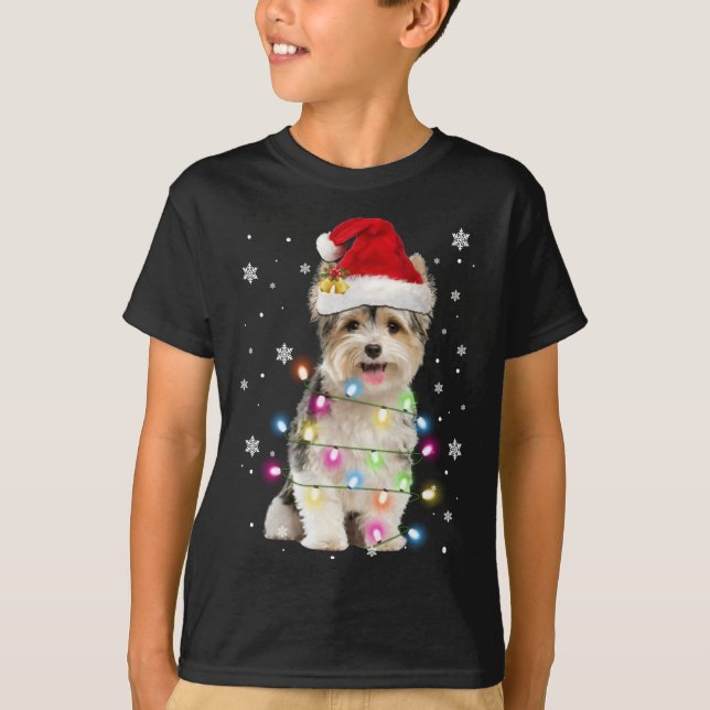 T-shirt Chiens de Yorkie Arbre Chandail de Noël Xmas Anima (Devant)