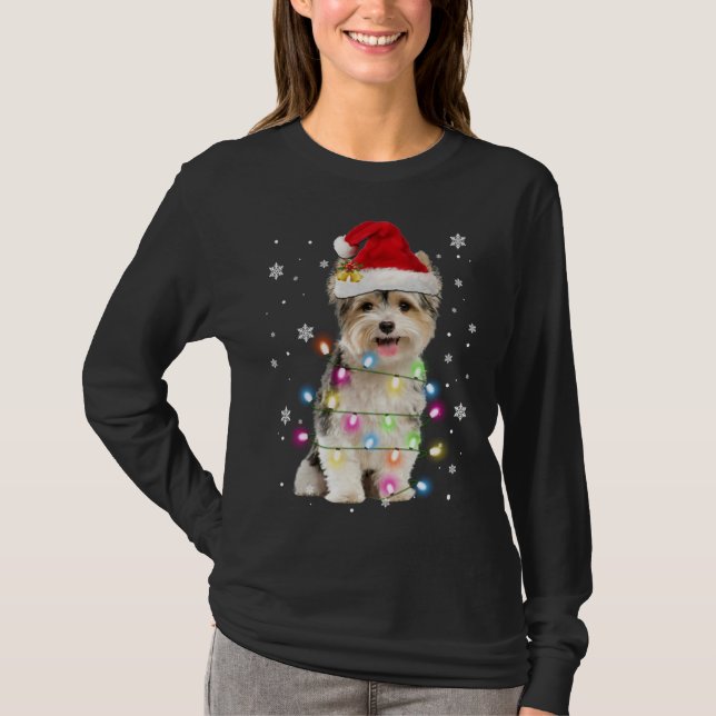 T-shirt Chiens de Yorkie Arbre Chandail de Noël Xmas Anima (Devant)