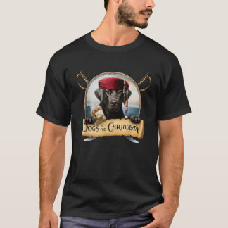 T-shirt Chiens des Caraïbes mignons Noir Labrador Pirate T