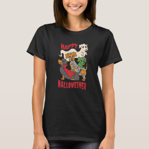 T-shirt Chiens d'Halloween Dachshund Happy Halloweiner