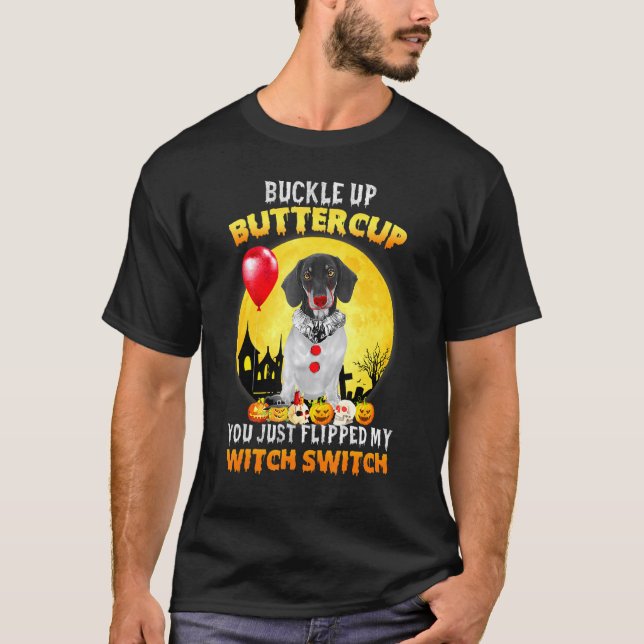 T-shirt Chiens d'Halloween Dachshund Happy Halloweiner (Devant)