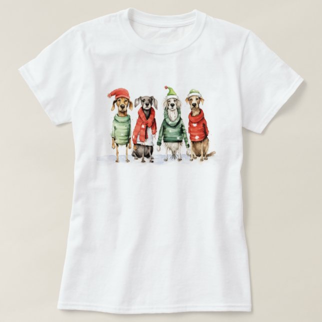 T-shirt Chiens d'hiver mignons Sweater Furry & Bright Chri (Design devant)