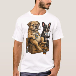 T-shirt Chiens drôles buvant de la bière et du whisky Grap