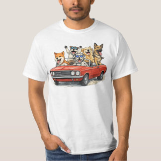 T-shirt chiens drôles conduisant une voiture