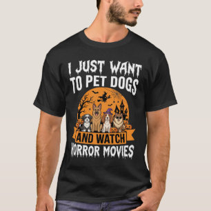 T-shirt Chiens drôles d'Halloween vecteur de films d'horre
