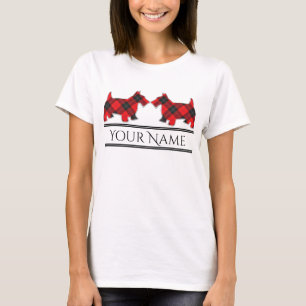T-shirt Chiens écossais du clan écossais Ramsay Red Tartan