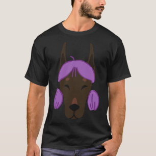 T-shirt Chiens En Chiens Drôle Drôle Purple Doberman