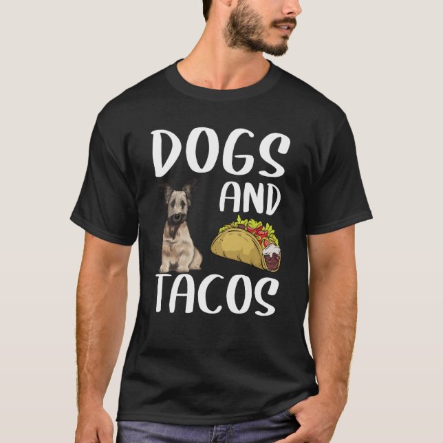 T-shirt Chiens Et Tacos Skye Terrier Nourriture Mexicaine (Devant)