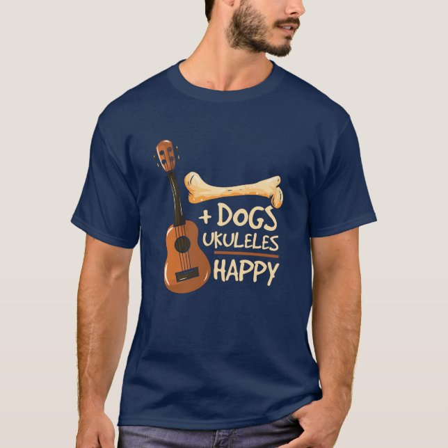 T-shirt Chiens et Ukulele me rendent heureux (Devant)
