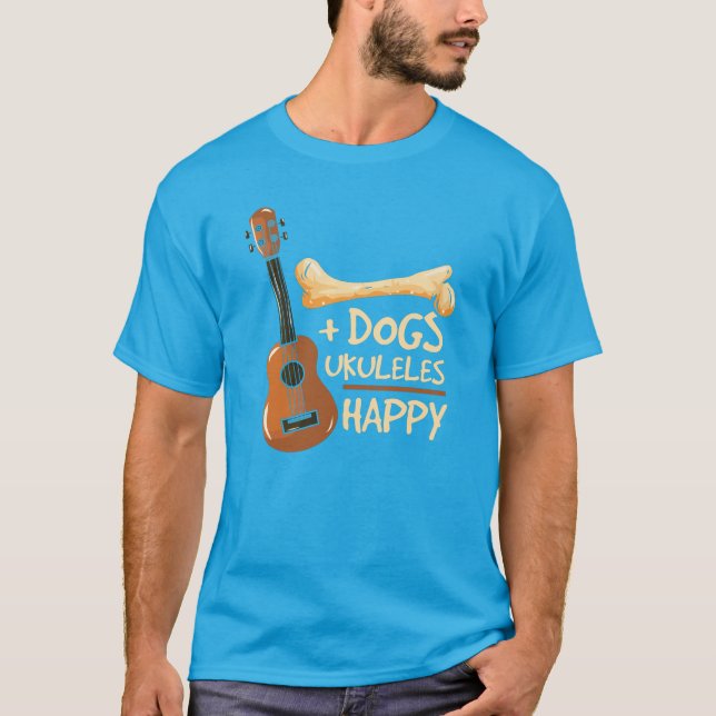 T-shirt Chiens et Ukulele Me Rendent Heureux Nouveauté (Devant)