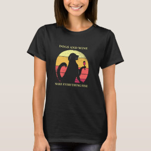 T-shirt Chiens Et Vin Font Tout Faux Chien Vintage Fe