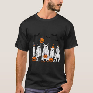 T-shirt Chiens fantômes d'Halloween Dessin animé de citrou