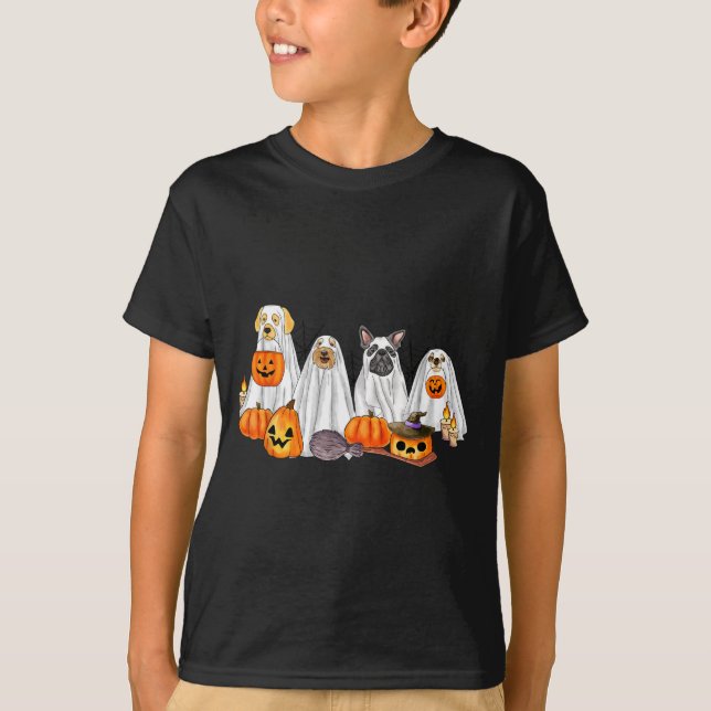T-shirt Chiens fantômes d'Halloween _ Excès de cutesse d'H (Devant)