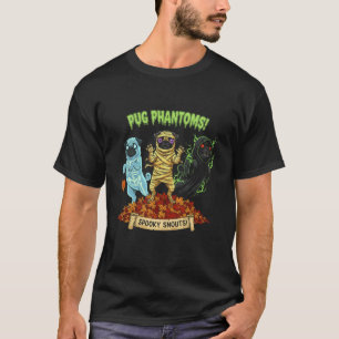 T-shirt Chiens fantômes Pug Halloween Automne Feuilles Hal