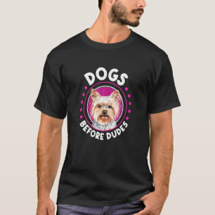 T-shirt Chiens Femmes Chiens Avant Dudes Yorkshire Chien Y