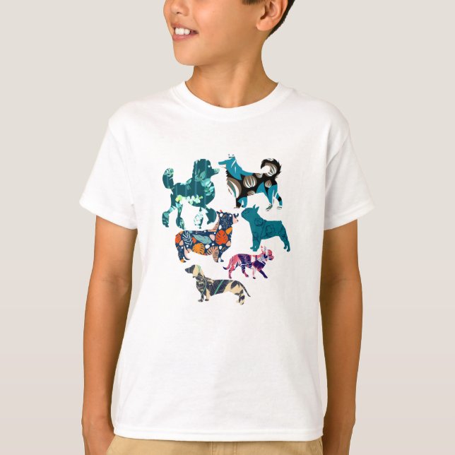 T-shirt Chiens floraux (Devant)