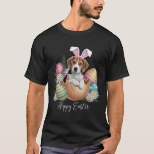T-shirt Chiens Floraux Jour de Pâques Mignonne Chien Beagl