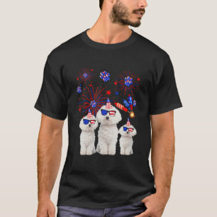 T-shirt Chiens Frise Cute Bichon Drapeau Américain Adieu D