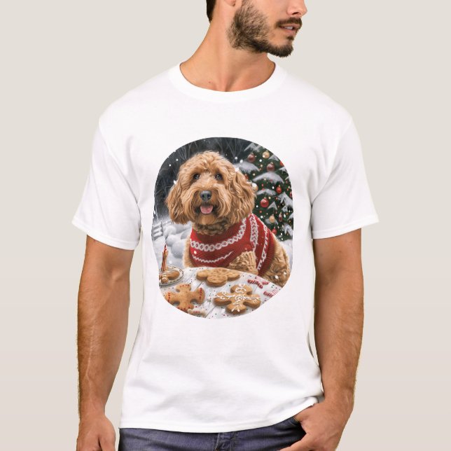 T-shirt Chiens Goldendoodle de Noël (Devant)