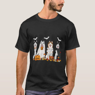 T-shirt Chiens Husky Cute Ghost Mummy Witch Halloween Éffr